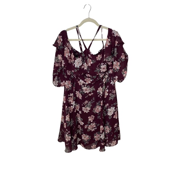 Torrid Multi-Color Floral Print Chiffon Ruffled Skater Dress Size 14 - Picture 1 of 8